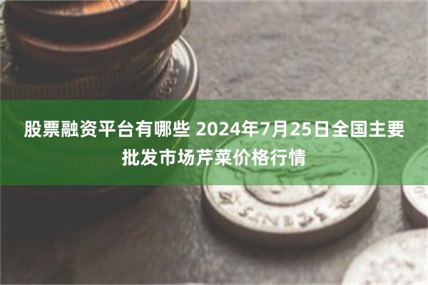 股票融资平台有哪些 2024年7月25日全国主要批发市场芹菜价格行情