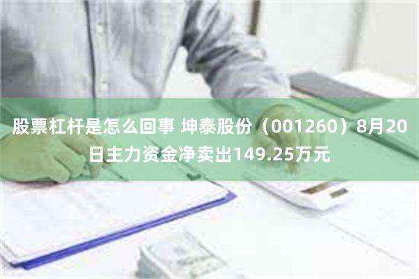 股票杠杆是怎么回事 坤泰股份（001260）8月20日主力资金净卖出149.25万元