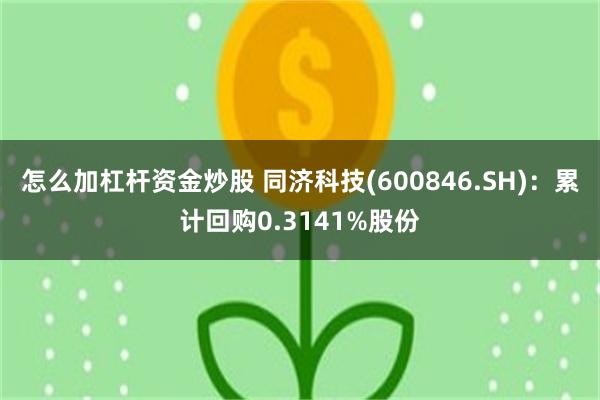 怎么加杠杆资金炒股 同济科技(600846.SH)：累计回购0.3141%股份